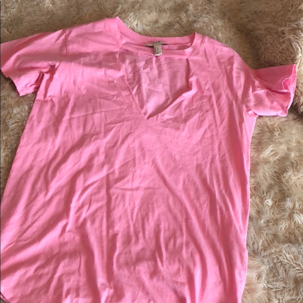 Pink t shirt tunic with cut out